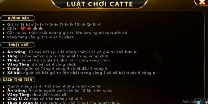 Catte tại VN88: Chơi dễ dàng, chiến thắng nhanh 3 Các quy định cơ bản của game Catte